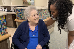 Nurse chatting with a resident